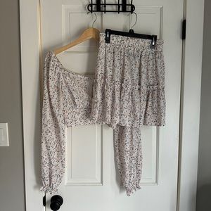 Cream Floral Skirt Set, Shein, Size M